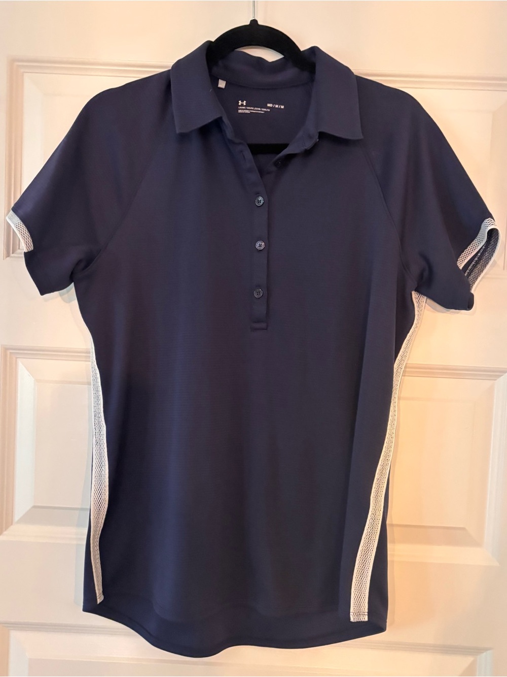 Under Armour Navy Polo with White Mesh Trim
